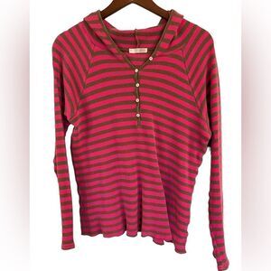 Old Navy Striped Waffle Knit Pullover Hooded Top M